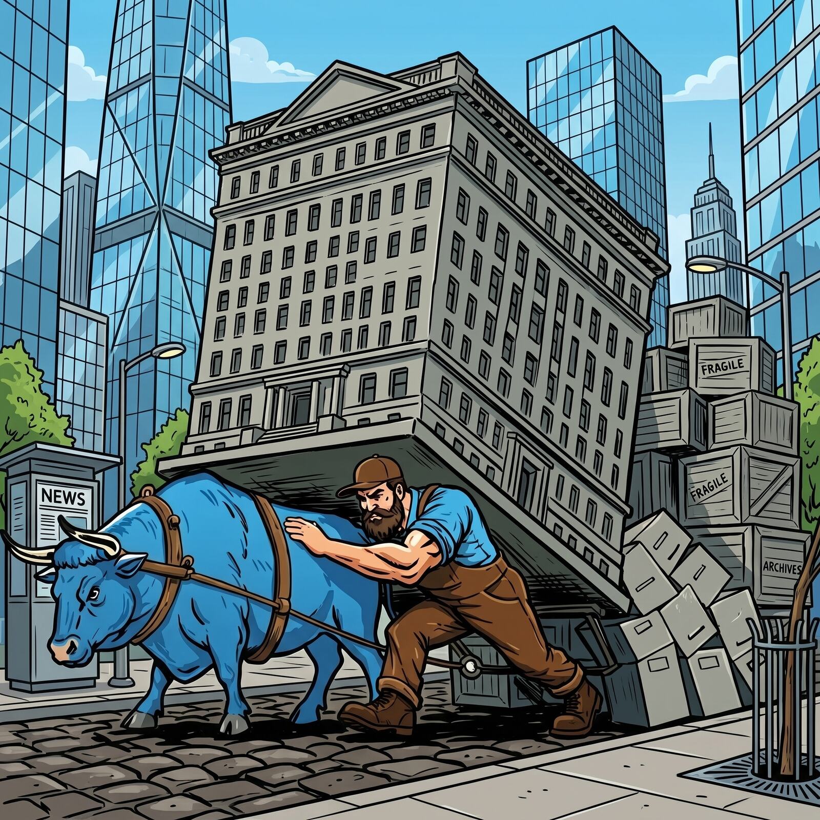 Trent mover and blue ox relocating a commercial building