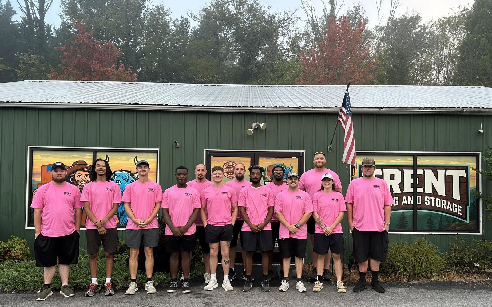 Trent Moving & Storage team in front of the company building